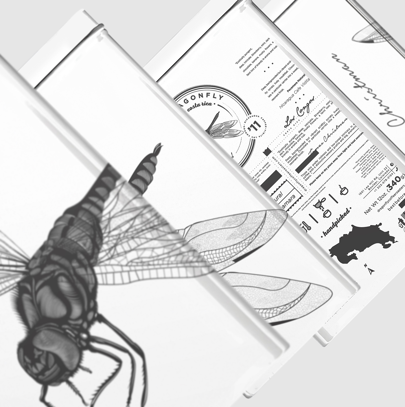 大自然的奇跡，蜻蜓主題的咖啡品牌包裝設(shè)計